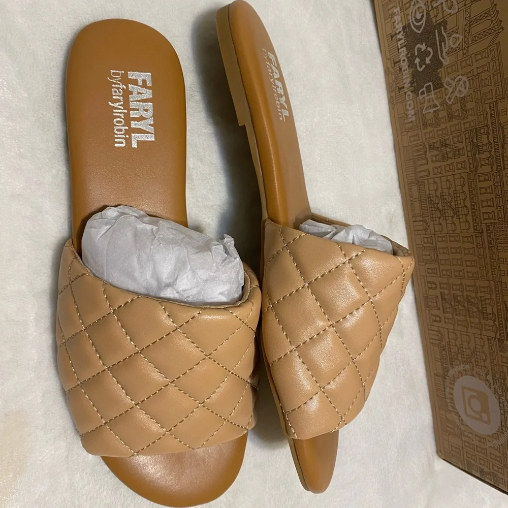 Faryl by Farylrobin Slides‎ Quilted Tan Sandal Zappos